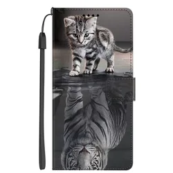 Leather Flip Case Wallet with Painted Book Design - Cat & Wolf Theme for Xiaomi Mi 8 SE (1)