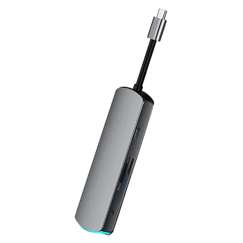 

8 in 1 USB Hub to Type C Data Hub With 8-Port 3 USB 3.0 + 4K HDMI +3.5MM o + Type C PD + TF + SD Card Reader Ports