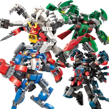 

4Pcs/lot Phantom Battle Armor Mecha Deformation Robot Toy Hero Destroyer Model Building Blocks Sets Bricks Educational Kids Toys