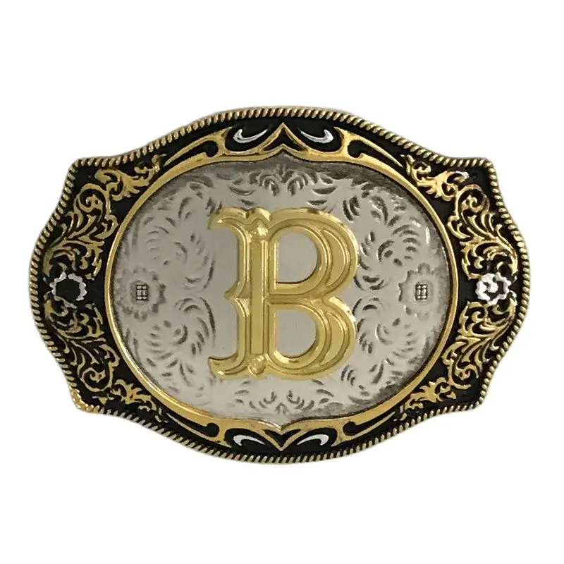 Retail Western Cowboy Belt Buckle For Metal Golden B Initial Letter