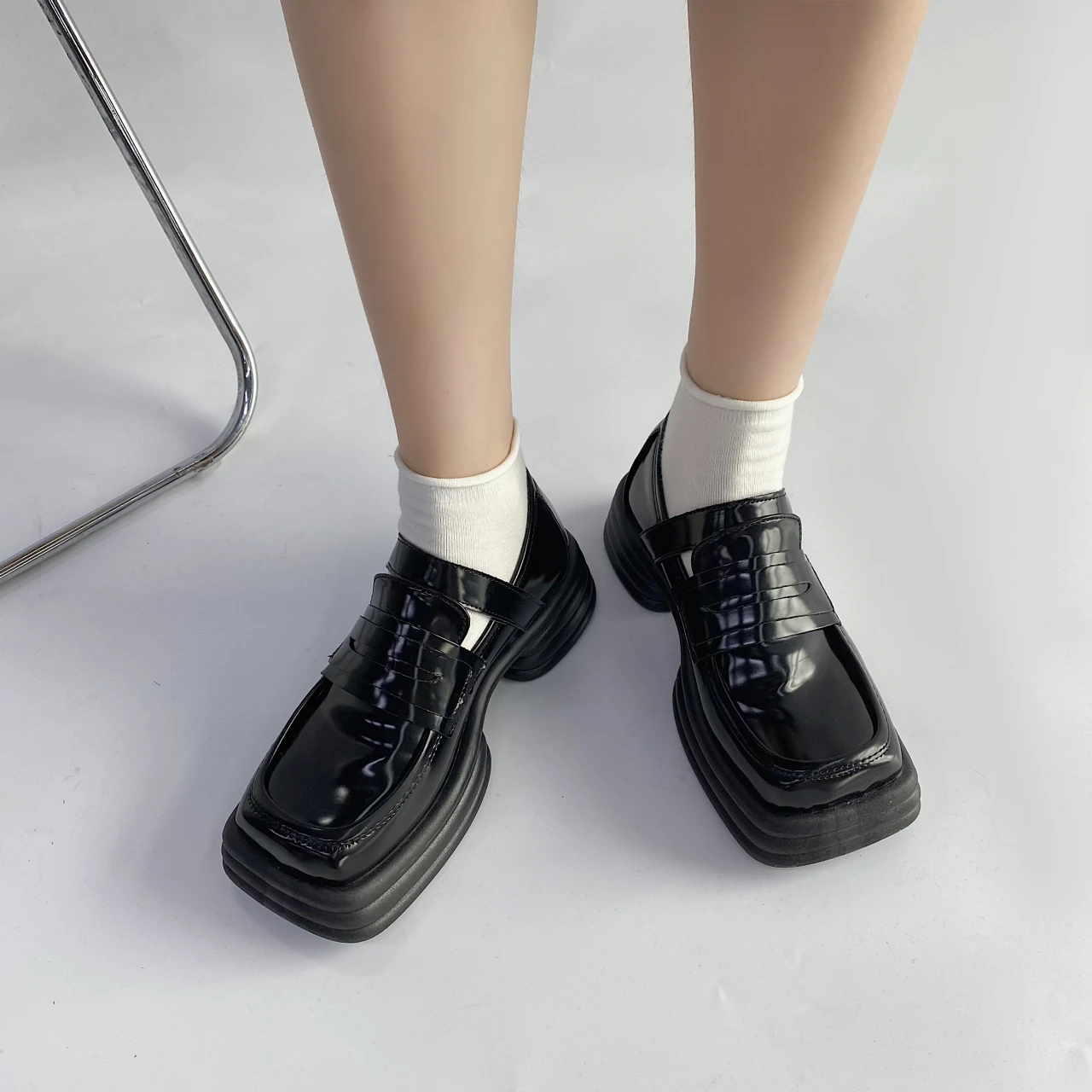 Flats Women's Shoes 2022 Spring Winter New Chunky Mules British Style Lazy Shoes Fashion Casual PU Dress Square Toe Oxford Shoes