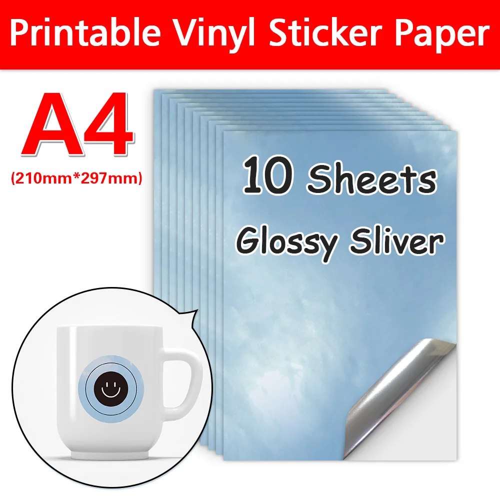 10Sheets Transparent Printable Vinyl Sticker Paper Waterproof A4  Self-Adhesive Copy Paper For Inkjet Printer to