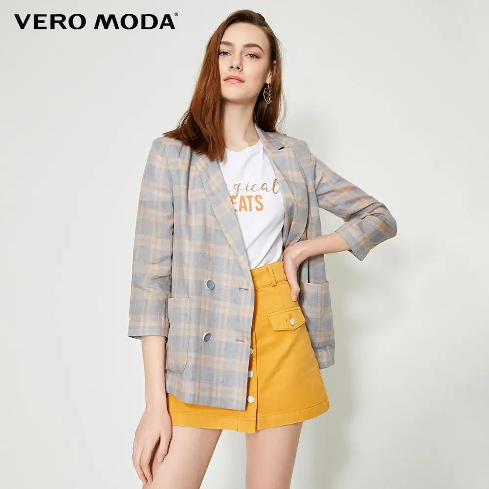 Vero Moda женский льняной клетчатый Тонкий Блейзер | 319208534