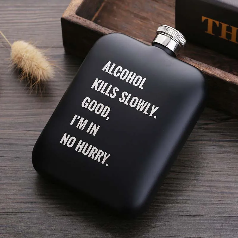 alcohol 6 унций Спиртовка из нержавеющей стали хип фляга персонализированные виски бутылка Творческий портативный виски Флагон для мужчин подарки - Цвет: alcohol