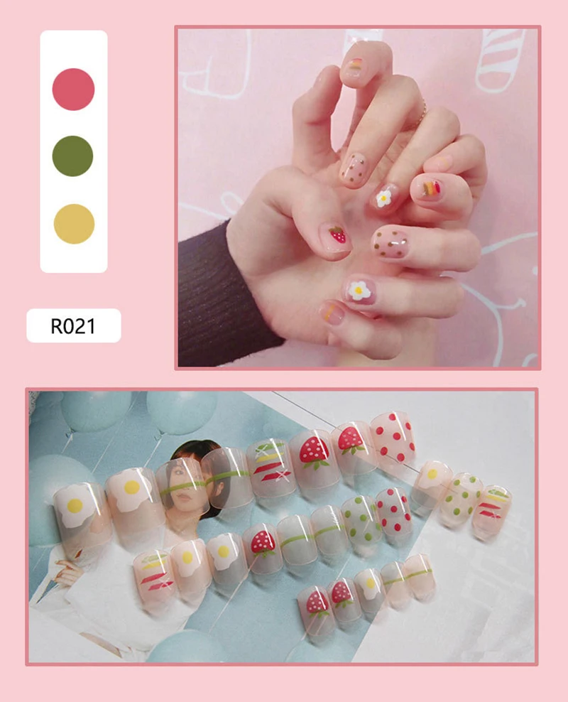 

24 Pieces Boxed New Fake Nails Finished Nail Patch Wearable Multiple Styles Waterproof Nails Stickers TSLM1