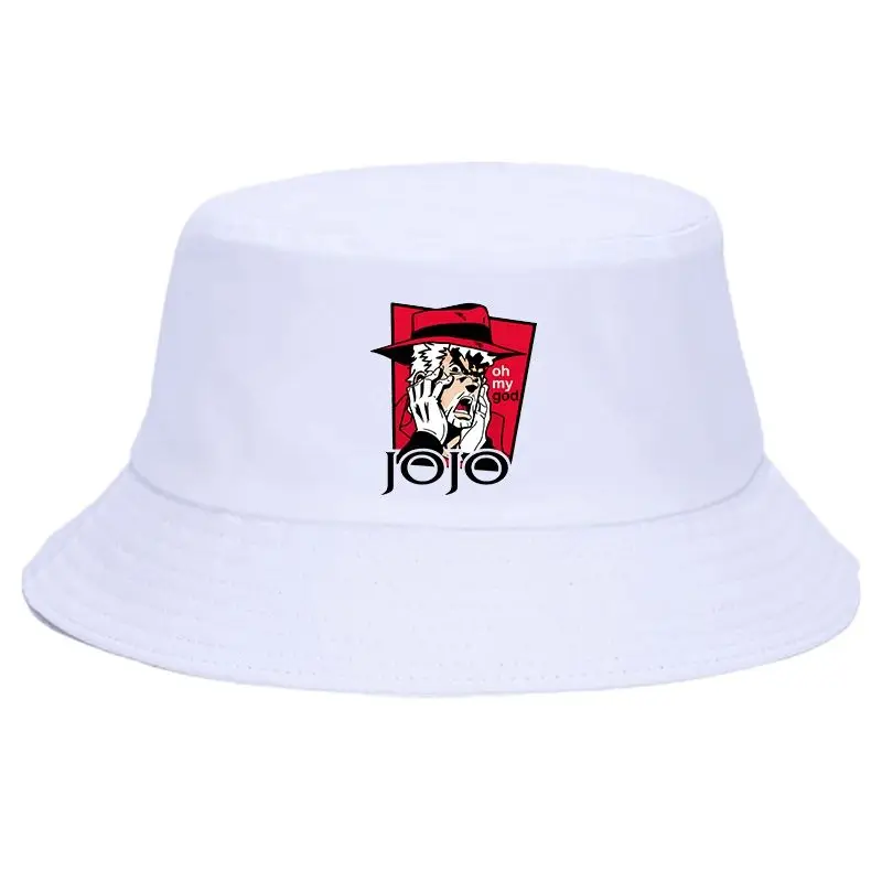 

Jojo Bizarre Adventure Summer Women Men Japan Anime Kawaii Jojo Graphic Panama Bucket Cap The Design Flat Visor Fisherman Hat
