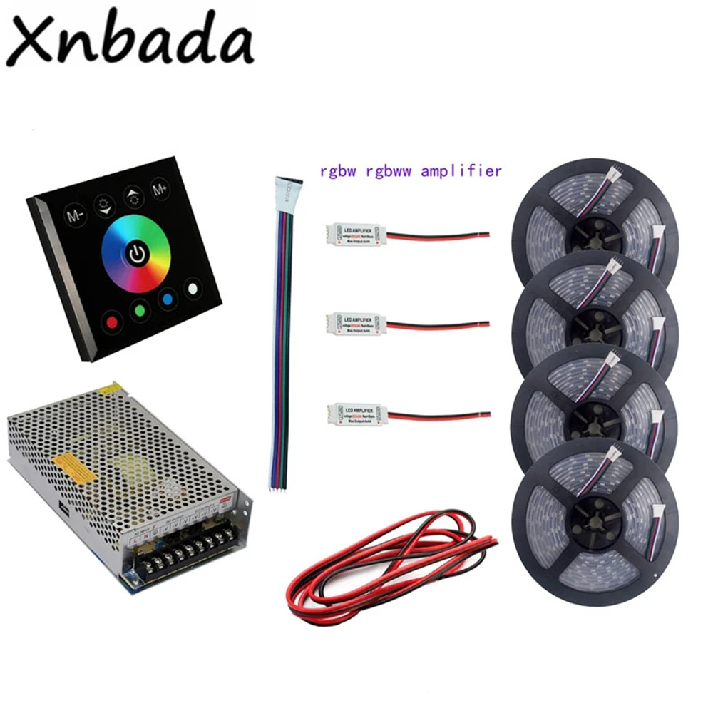 Светодиодная лента 5 ~ 30 м 5050SMD rgbw rgbww(4 в 1) + черный светодиодный контроллер с