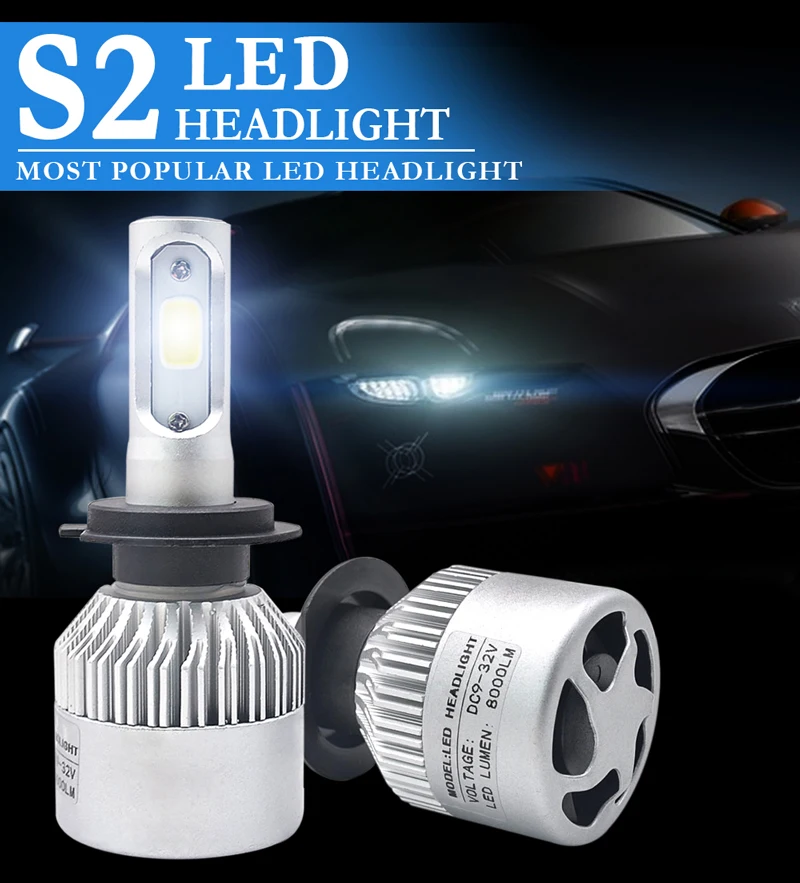 2 Шт. H11 LED H1 H7 H4 HB4 H3 H8 H27 HB3 H27 9005 9006 881 Светодиодные лампы для автомобильных фар 72W 8000LM Авто Лампа накаливания 6500K 12V Лампа