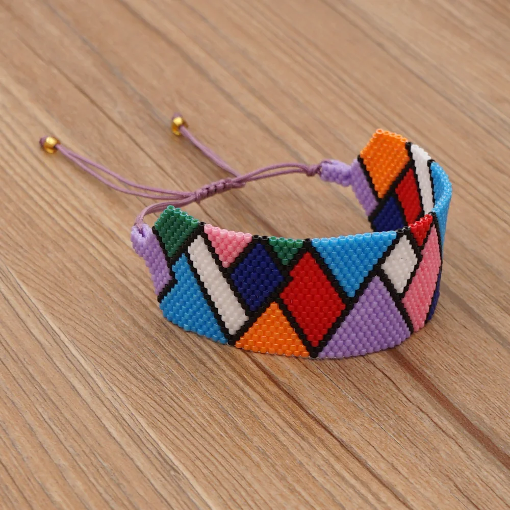 

Go2boho Bohemian Bracelets For Women Jewellery Boho Handmade Miyuki Bead Jewelry Bracelet geometry Pattern Pulsera Friends Gift
