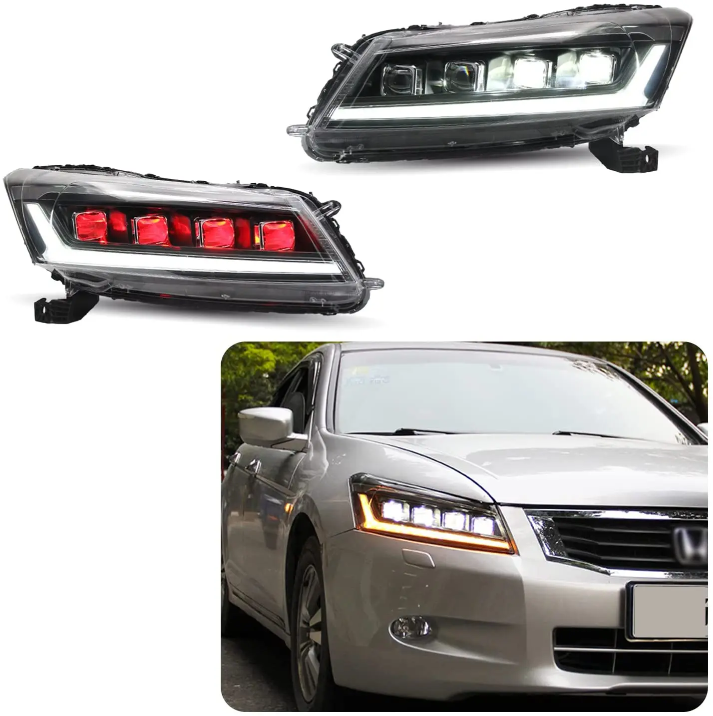 LED Headlights for Honda Accord 8Th Gen 2008 2012 With The Start Up