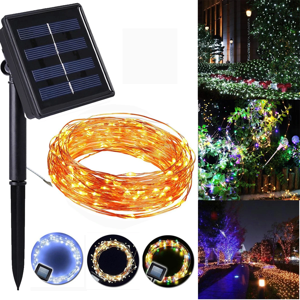 

New year Solar Lamp LED Outdoor 10m/5m LED String Lights Fairy Holiday Christmas Party Garlands Solar Garden Waterproof Lights