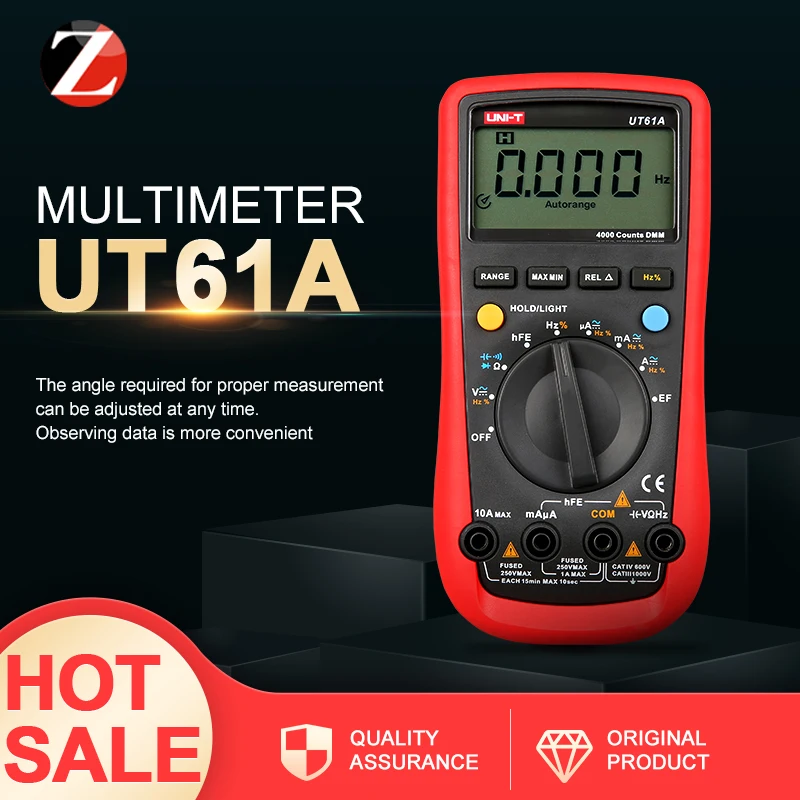 Цифровой мультиметр clampmeter измерение температуры UNI T UT61A отсчетов Автоматический