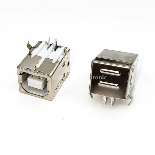 10pcs USB 2.0/3.0 Type B Female Plug Jack USB-B Right Angle AF Socket Printer Interface Soldering PCB Connector Army Green