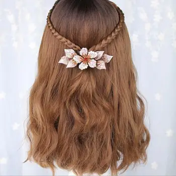 

Back Head Hair Clip Large Spring Clip Horizontal Clip Rhinestone Flowers Korean Temperament Top Clip Plate Hair Headdress Horset