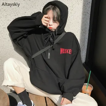 

Hoodies Women Letter Loose Trendy All-match Chic Korean Style Daily Warm Soft Lovely Students Girls Womens Pockets 2020 Ladies