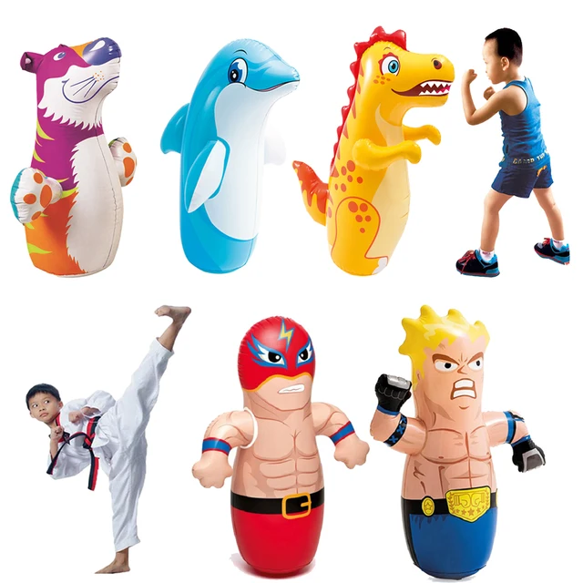 Inflatable Toy Tumbler 3D Puzzle Game Cute Doll Tumbler Children Inflatable Toy Sandbag 1 Random 1