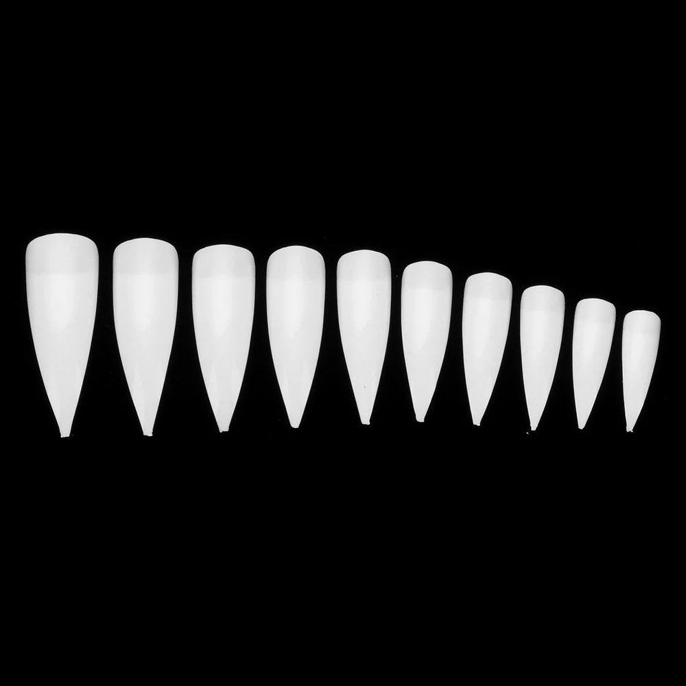 100 Pcs/Box False Nail Tips French Stiletto Acrylic Full Style Oval Sharp End Stiletto Clear/White/Natural Manicure DIY Tool