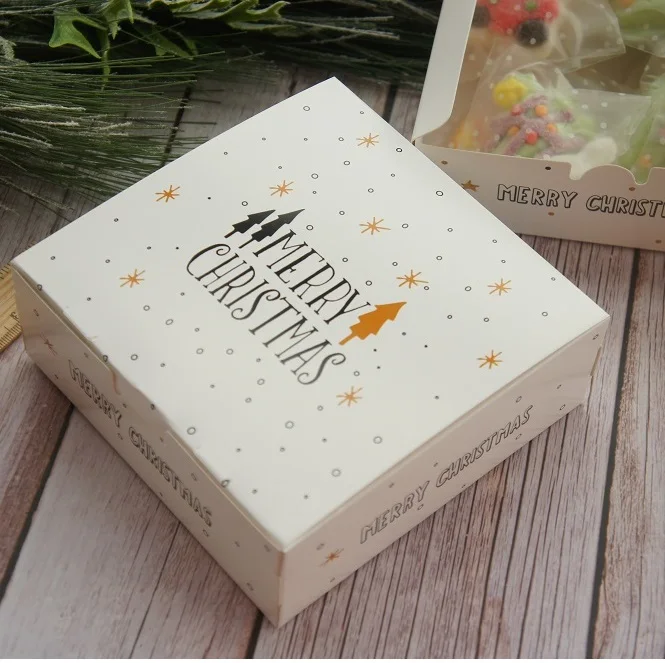 10pcs this style 14*14*5 см 10 шт. белая Рождественская лося дизайнерская бумажная коробка печенье Макарон DIY бумажные соломинки для напитков подарочная упаковка - Цвет: 10pcs this style