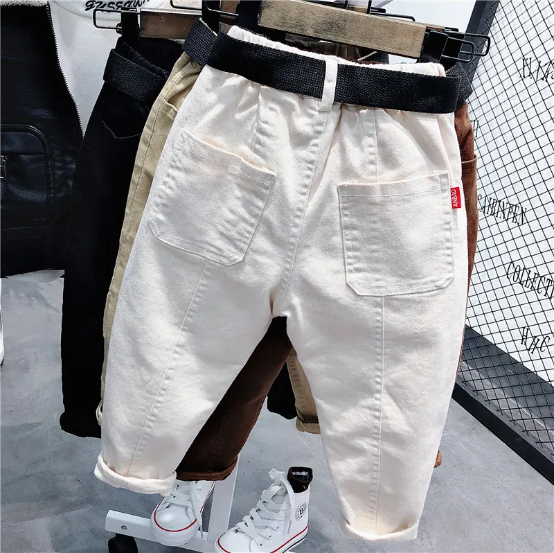 

Childrenswear 2019 Winter Style Cotton Washing Elasticity Casual Pants plus Velvet Trousers C12351