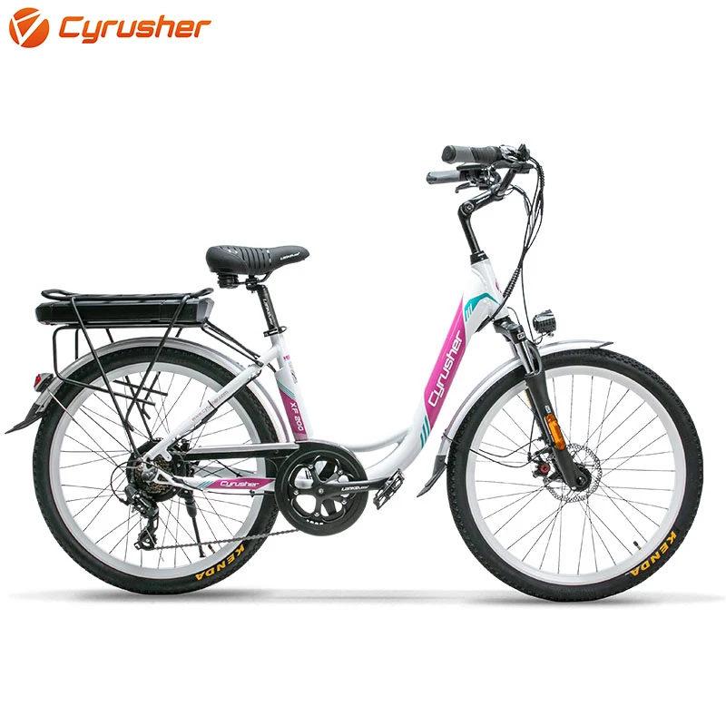 Cyrusher XF200 48V 500W Electric Bicycle for women 14ah Li-battery Double Suspension Seat Electric Bike Ebike with Rear Rack New