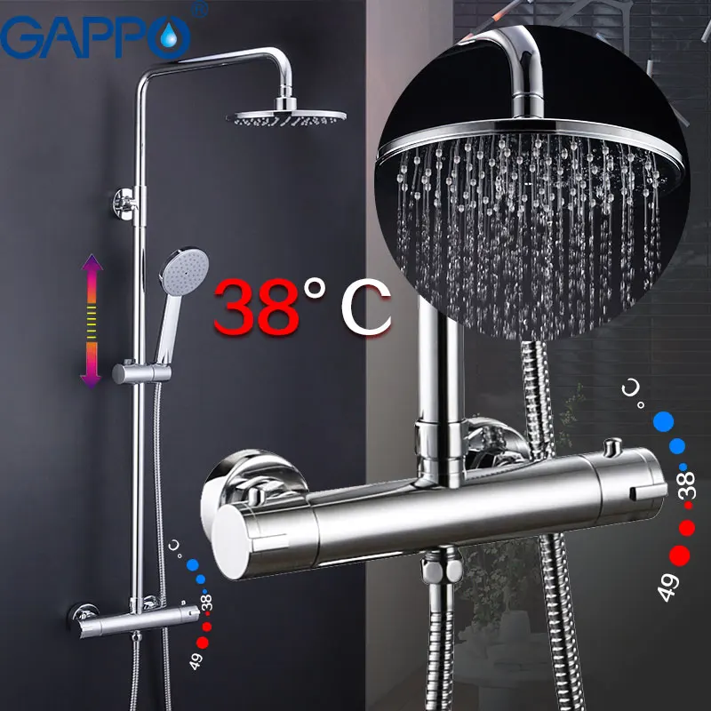 GAPPO shower faucet bath shower mixer waterfall faucets thermostatic mixer rainfall shower head set bathroom faucet