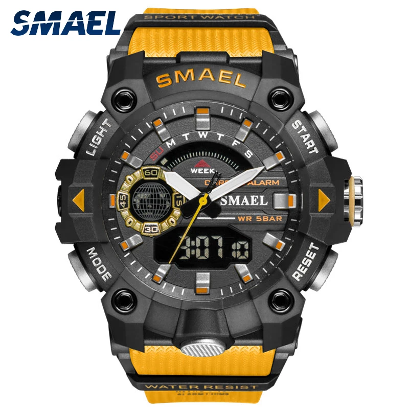 Sport Watches Clock SMAEL Military Shock-Resistant Mens 8040 LED Alarm 50M Fashion