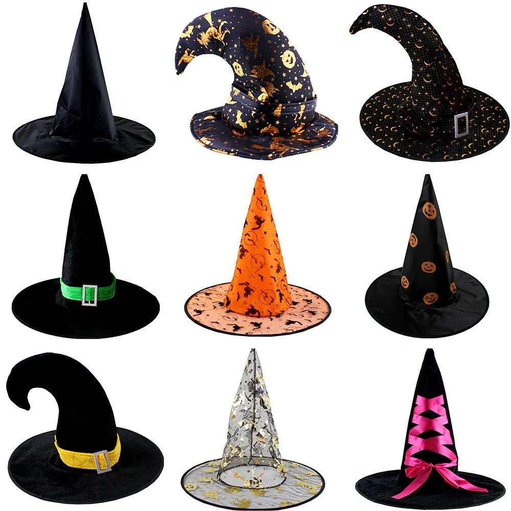 Вечерние костюмы для косплея на Хэллоуин; платье; шляпа; шляпы ведьмы; маскарадные ленты; волшебник; необычные аксессуары для взрослых и детей