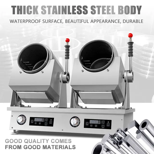 Small Commercial Cooking Machine Intelligent Fried Rice Fried Powder Machine Electromagnetic Double Head Drum Wok