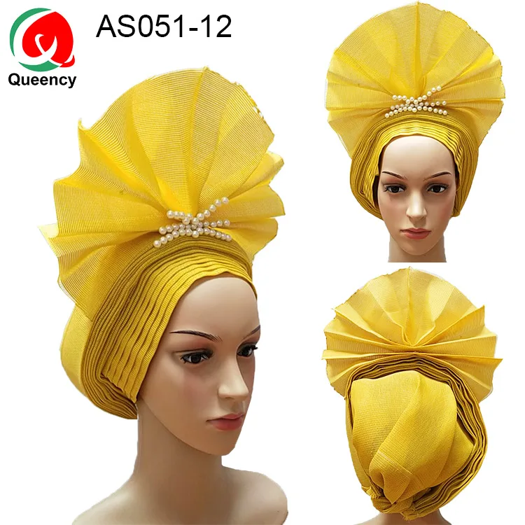 AS051 дизайн королевы и красивая Нигерия ASO OKE головной убор ручной работы авто геле с бисером для женщин для танцев вечерние и свадебные DHL - Цвет: AS051-12