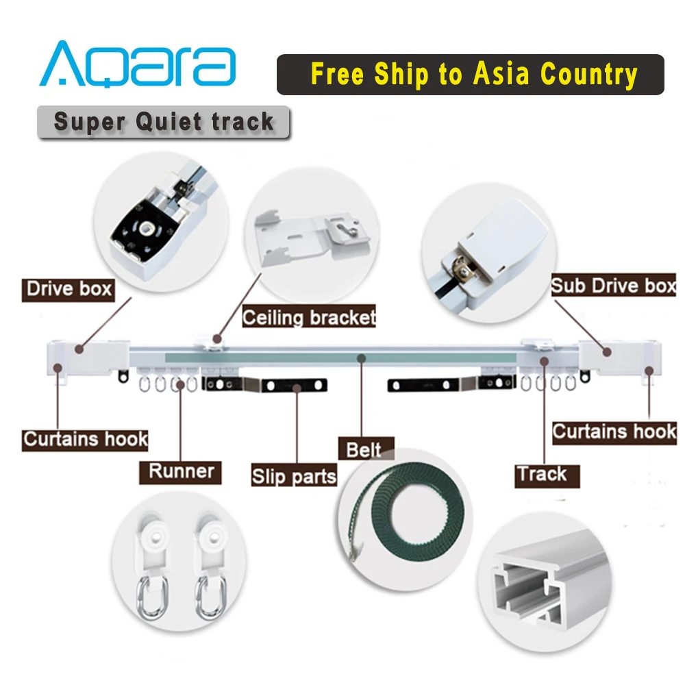 Aqara ปรับแต่ง Super Silent Electric ม่าน,อลูมิเนียมราวม่านระบบควบคุม Aqara/Tuya สมาร์ทผ้าม่านมอเตอร์ 1