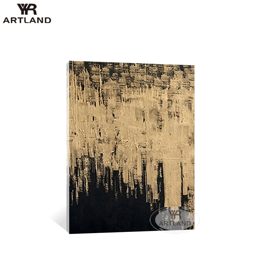 

Modular paintings home decoration Handmade canvas oil painting abstarct gold landscape 2 pieces wall art poster for living room
