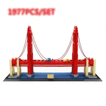 

New World famous architectural model Golden Gate Bridge fit 6210 city Building Blocks Bricks DIY Toys For Children