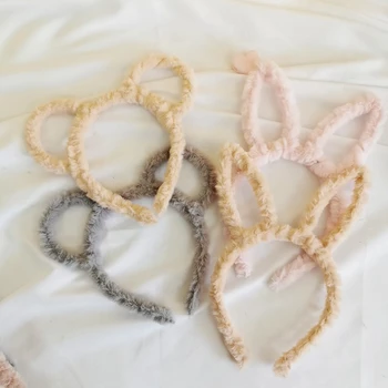 

WPCZQVZA New Arrival Random Girls Wool Headbands Fashion Rabbit Ears Winter Hair Bands Chic Solid Color Kids Hair Accessories