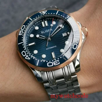 

Mechanical Automatic Men Watch Bliger 41mm Blue Dial Mental Bracelet Sapphire Glass Miyota 8215 NH35 Movement