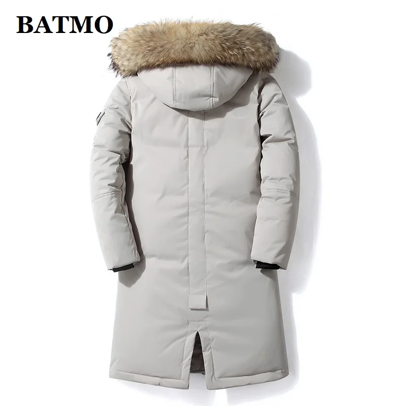 2019 Новое поступление зимние мужские куртки BATMO с воротником из меха енота 90% на