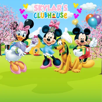 

8x8FT Cute Mickey Minnie Mouse Club House Party Park Personalized DIY Custom Photo Studio Background Backdrop Vinyl 10x10 10x12