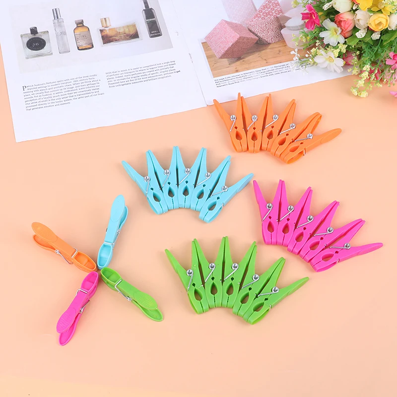 24Pcs Laundry Clothes Pins Hanging Pegs Clips Plastic Cabides Hangers Racks Clothespins Kitchen Quality Hangers for Clothes