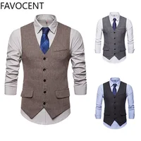 Manteau en GlaWaistcoat à Simple Boutonnage pour Homme, Vêtement Décontracté et Intelligent, à la Mode, Formel, à Col en V, pour Mariage 1