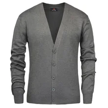 PJ Мужской кардиган стильный длинный рукав v-образный вырез пуговица-планка трикотажное пальто мужской кардиган