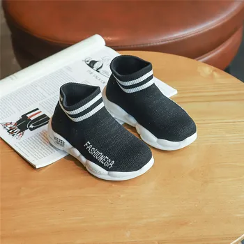 

Children Leisure shoes Fly Knitting Sneakers Socks Shoes boys Mid-top girls Sport Shoes Pure Color Stripe Breathable SZ101
