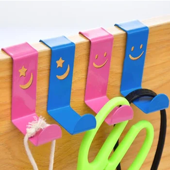

4pcs Cute Stainless Steel over door hook Kitchen Cabinet organizerhat coat key holderClothes Hanger Kitchen Accessories
