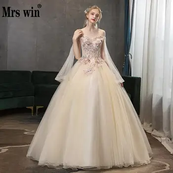 

Mrs Win Quinceanera Dresses The Party Prom Sexy V-neck Ball Gown Off The Shoulder With A Cape Vintage Quinceanera Dress