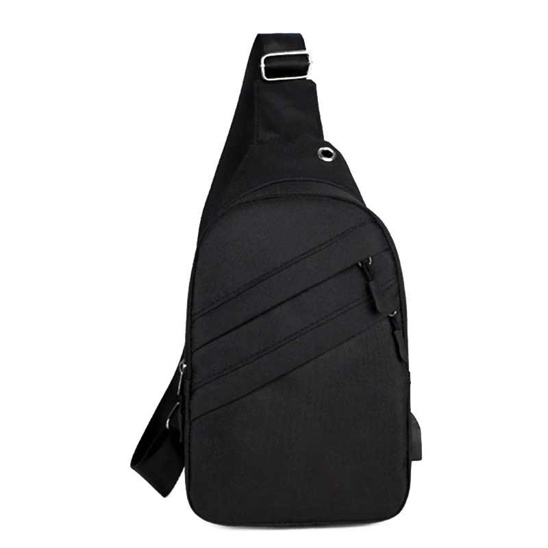 Hot Selling Outdoor Men Crossbody Bag Canvas Large Capacity Casual Shoulder Bag with USB Charge Hole