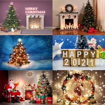 

Laeacco Christmas Pine Fireplace Candle Santa Claus Baby Photography Backgrounds Photographic Backdrops For Photo Studio