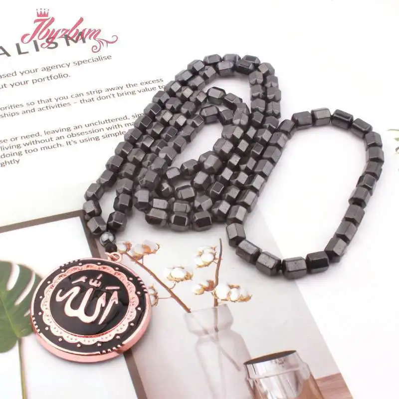 Natural Magnetic Hematite Necklace Bracelet Column Jewelry For Women Man Party Christmas New Year Valentine's Day Gift Pick