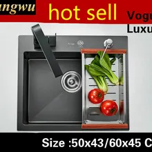 Домашняя мода Кухня ручная раковина одинарная мойка овощей 304 нержавеющая сталь маленький 500x430/600x450 мм