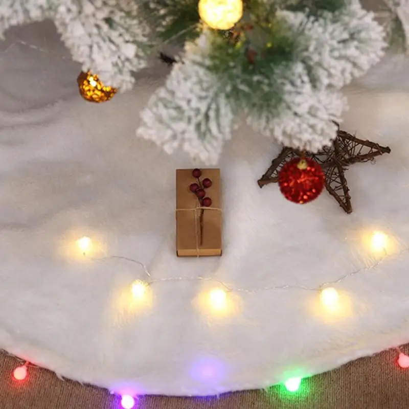 White Plush Christmas Tree Skirt Home Outdoor Decor Round Carpet Floor Mat Christmas Decorations for Home New Year Xmas Decor