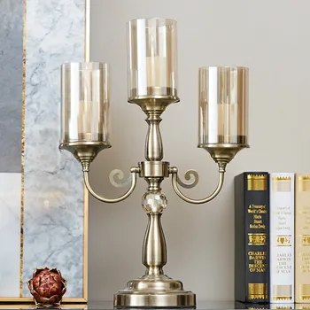 

Gold Luxury Table Candle Holder Stand Metal Large Romantic Dinner Candle Holder Moroccan Vintage Candelabros Candlestick KK60ZT