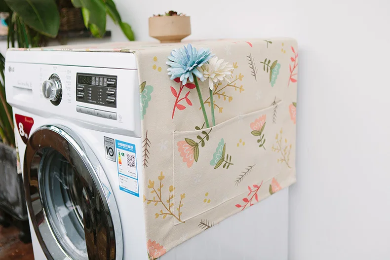 Japanese Style Hipster Floral Single Door Refrigerator Cover Roller Washing Machine Cover Household Waterproof Dustproof Cover T