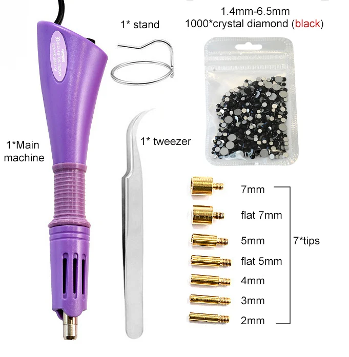 Стразы аппликатор Горячая фиксация Стразы ящик для инструментов розовый переводная картинка не требуют горячей фиксации палочка тепло-Fix Инструмент 110/220V наконечник ручки Электрический Хо DIY fix - Цвет: ZH